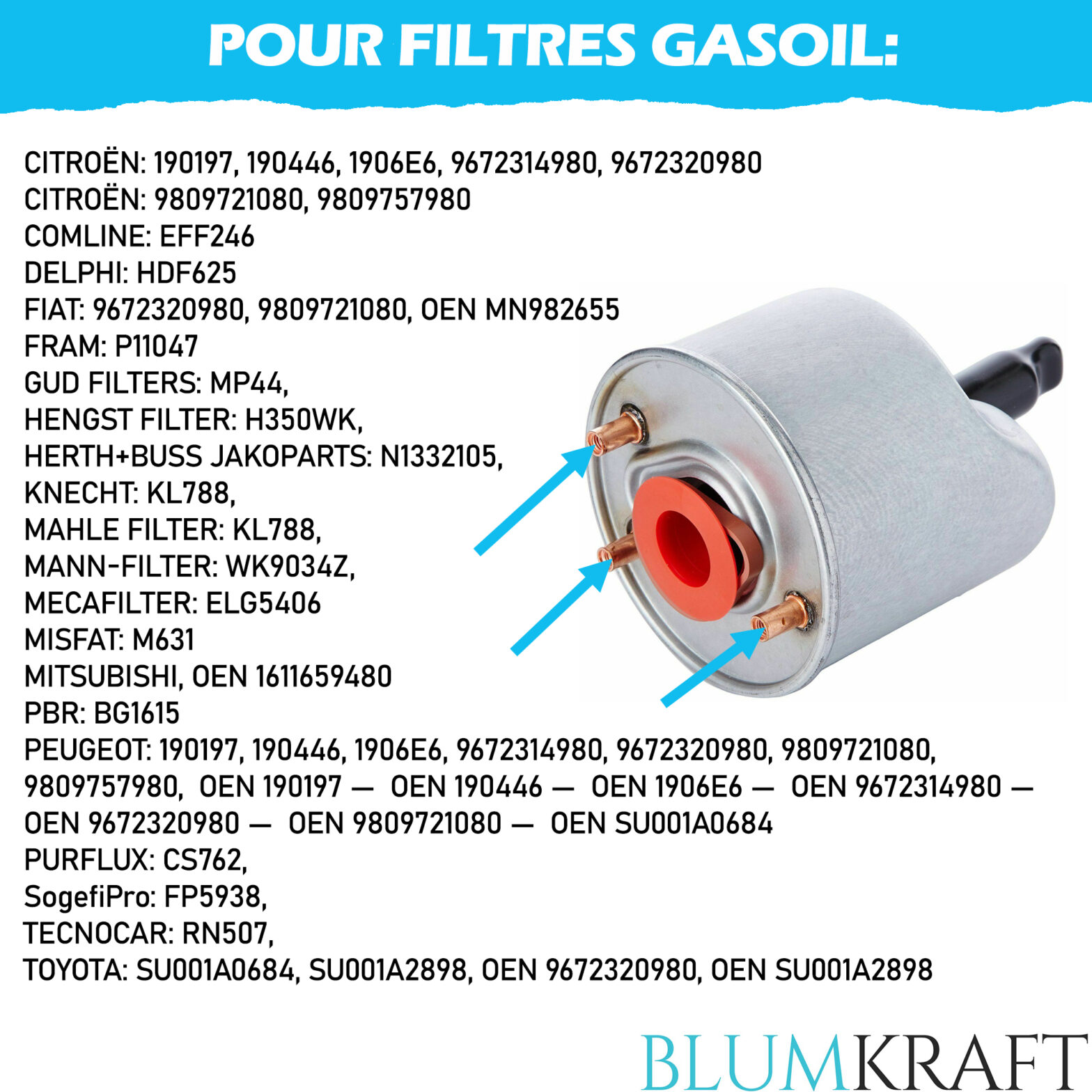 Viti Filtro Diesel BLUMKRAFT Per Peugeot, Citroen, DS - 3 Pezzi In Acciaio Inox, Compatibile OEM 190449 - Foto 5